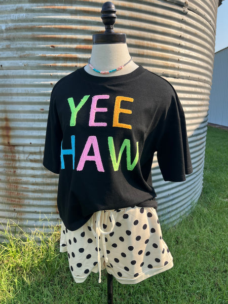 Yee Haw Rope Embroidery Crop Tee