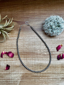 5mm Sterling Silver "Navajo Style" Pearl Necklace- Lengths 14"-32"