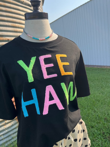 Yee Haw Rope Embroidery Crop Tee