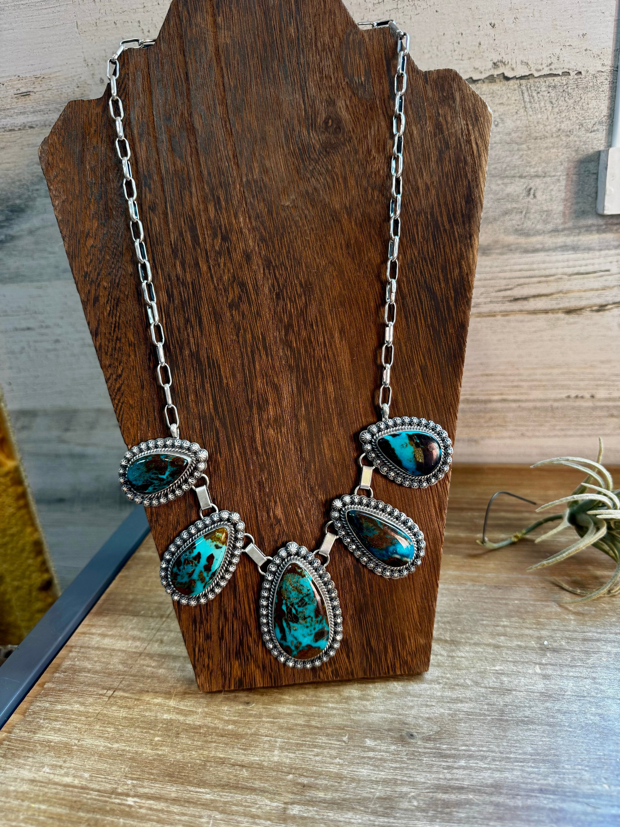 Blackjack Turquoise 5-Stone Necklace – Twisted Horn