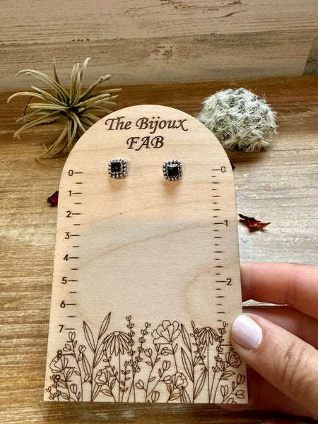 Black Onyx Square Stud Earrings