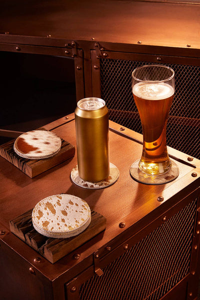Brown Cowhide Coaster Set