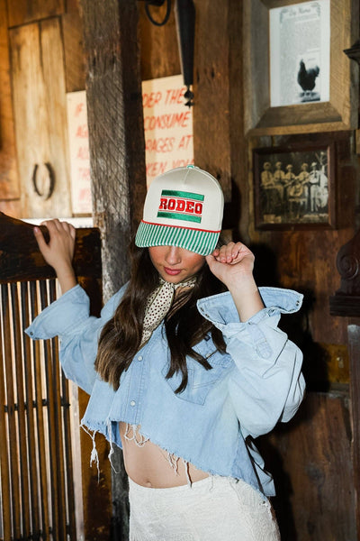 Rodeo Embroidered Striped Hat