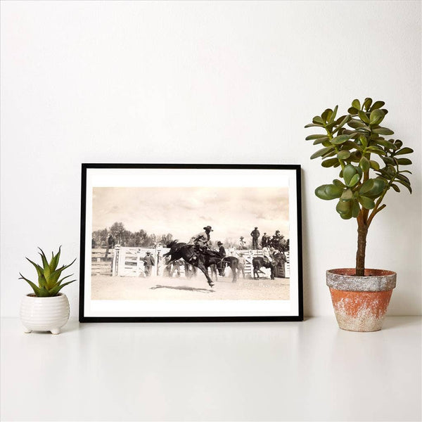 Rodeo Cowboy on Bucking Horse Print