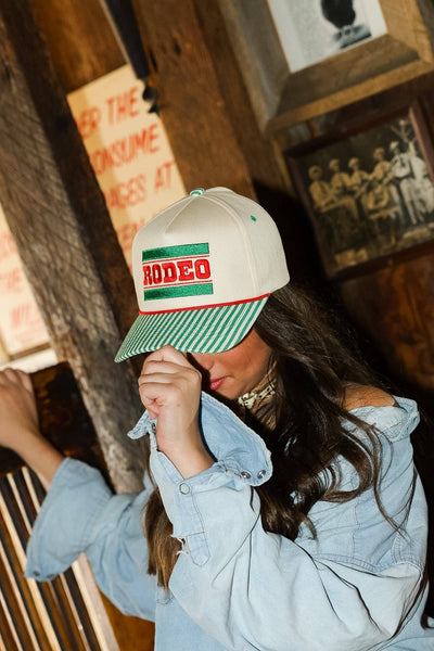 Rodeo Embroidered Striped Hat
