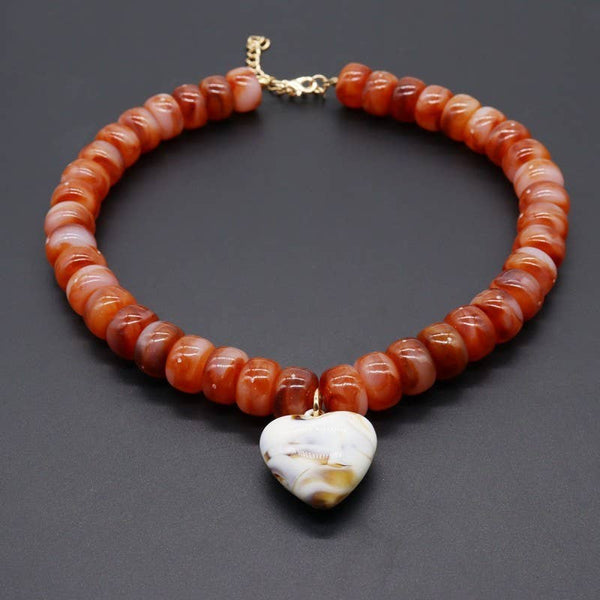 Heart Pendant Resin Beaded Necklaces | 40NK9701