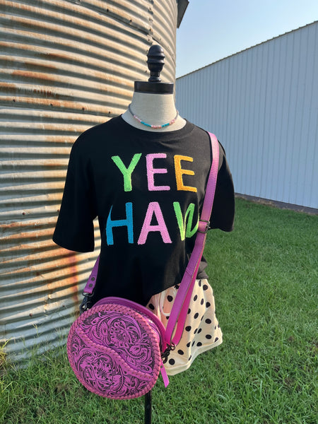 Yee Haw Rope Embroidery Crop Tee