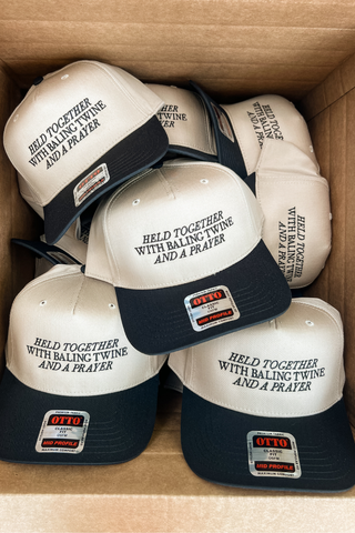 Baling Twine Trucker Hat in Khaki/Black