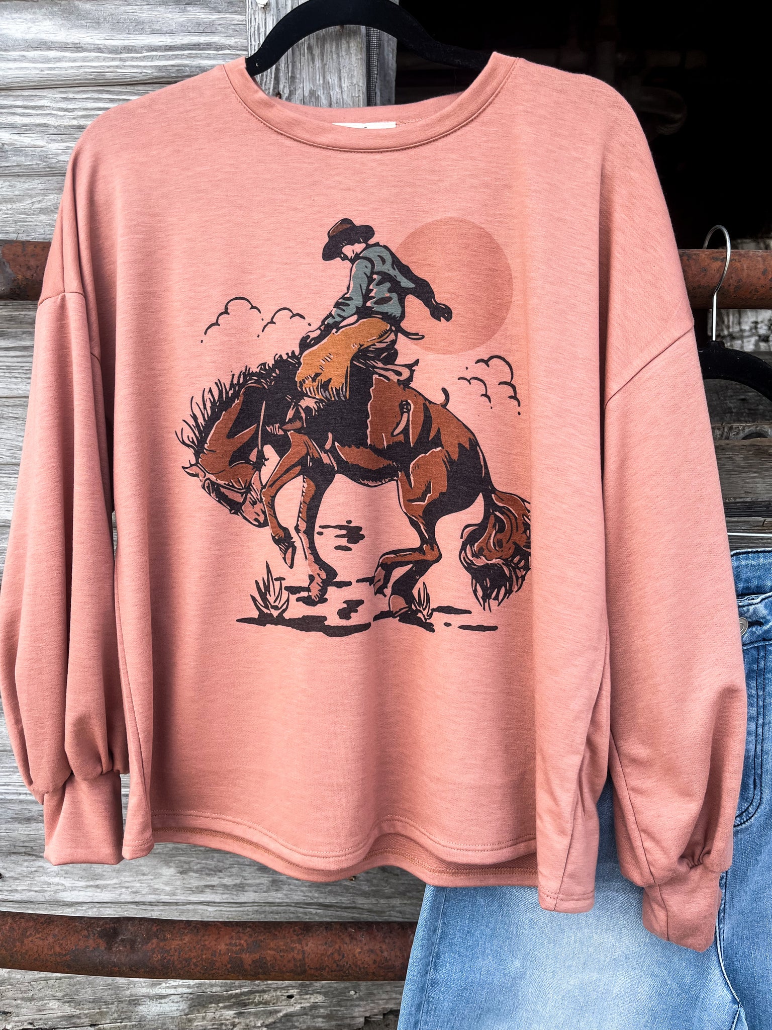 Bronc Rider Rust Sweatshirt
