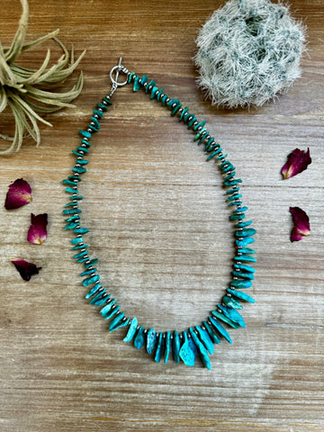 American Turquoise and 3mm Sterling Silver Necklace-18"