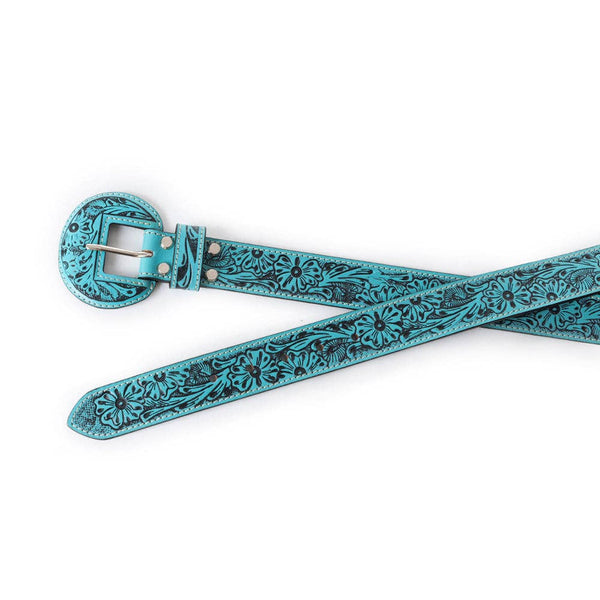 Turquoise Tooled Leather Belt