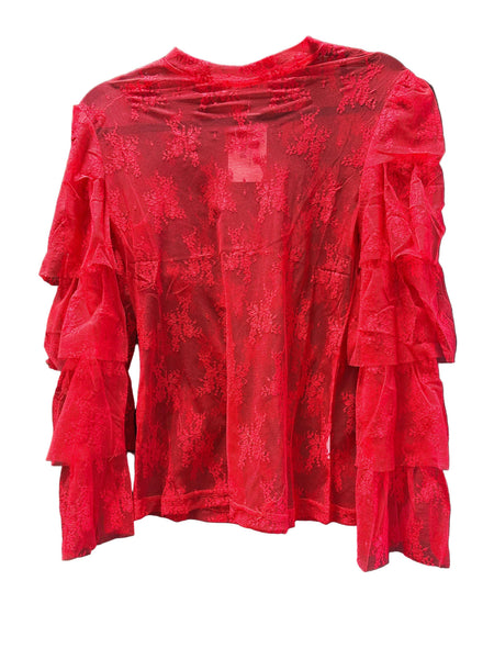 Red Lace Ruffle Top
