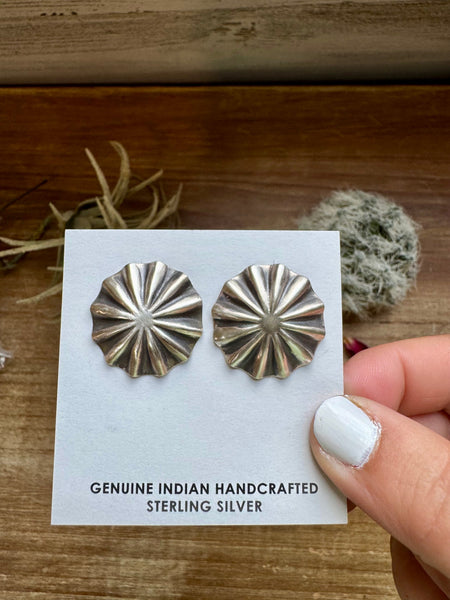 Sterling Silver Concho Earrings
