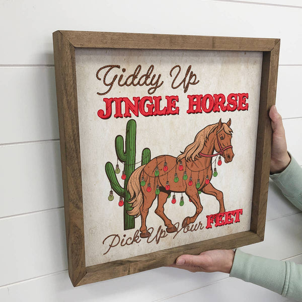 Western Giddy Up Jingle Horse Canvas Art