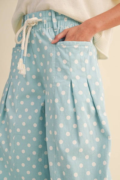 POLKA DOT PLEATED BARREL PANTS MP5098: IVORY POLKA DOT / M
