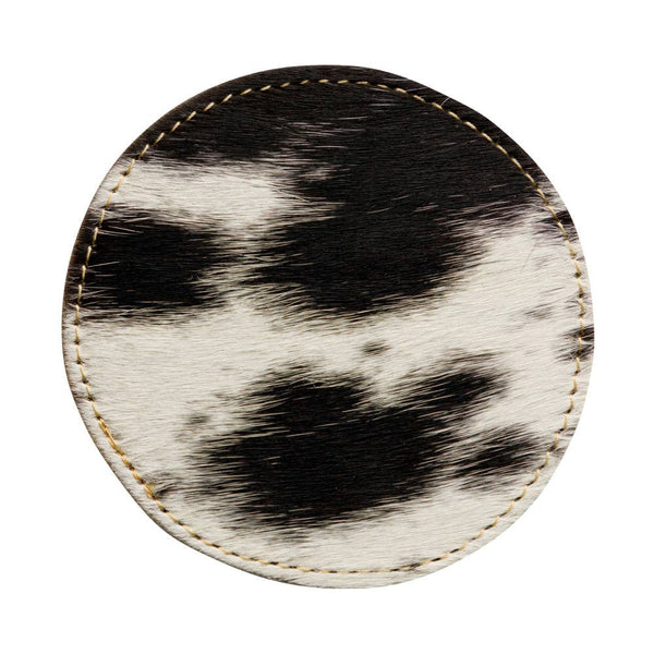 Black Cowhide Coaster Set