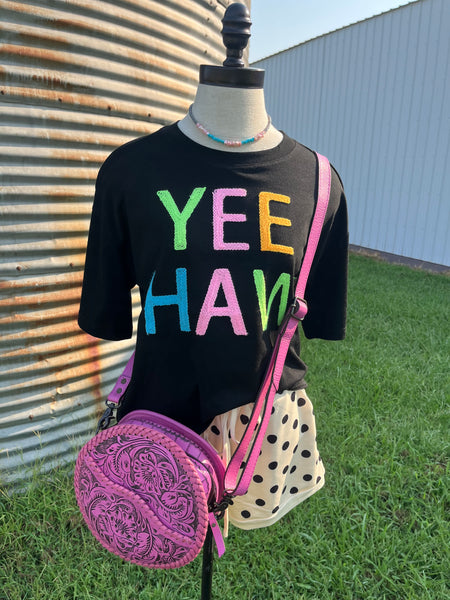 Yee Haw Rope Embroidery Crop Tee