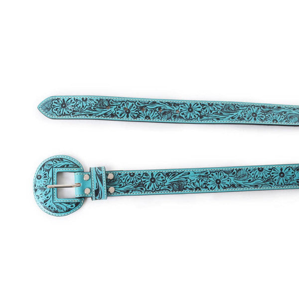 Turquoise Tooled Leather Belt