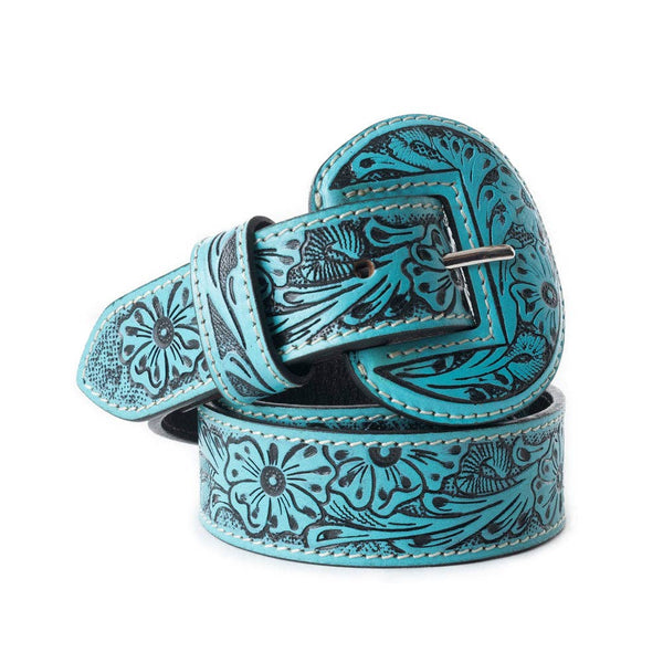 Turquoise Tooled Leather Belt