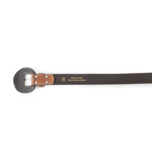 Tooled Leather Belt- Brown
