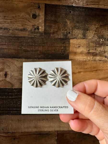 Sterling Silver Concho Earrings