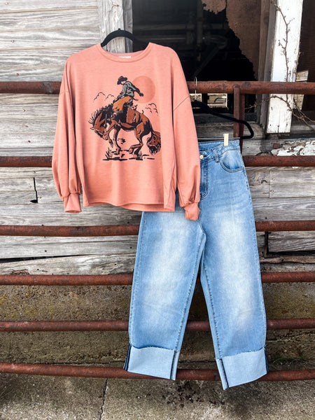 Bronc Rider Rust Sweatshirt