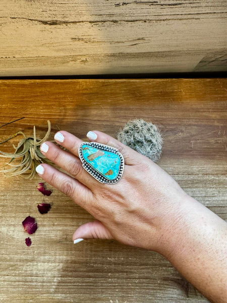 Large Royston Turquoise Ring- Adjustable-