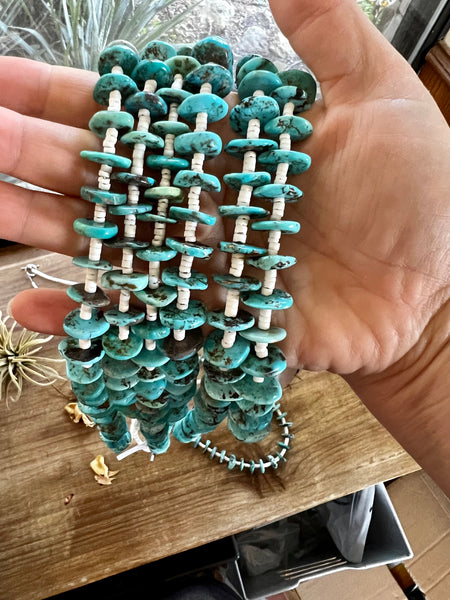 Blue Turquoise and Shell Necklace-26"