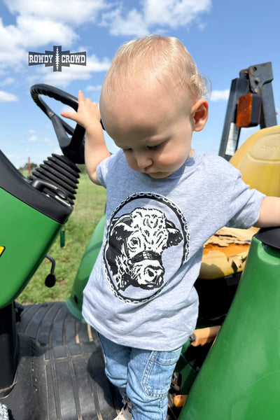 DS KIDS Happy Hereford Tee- GREY