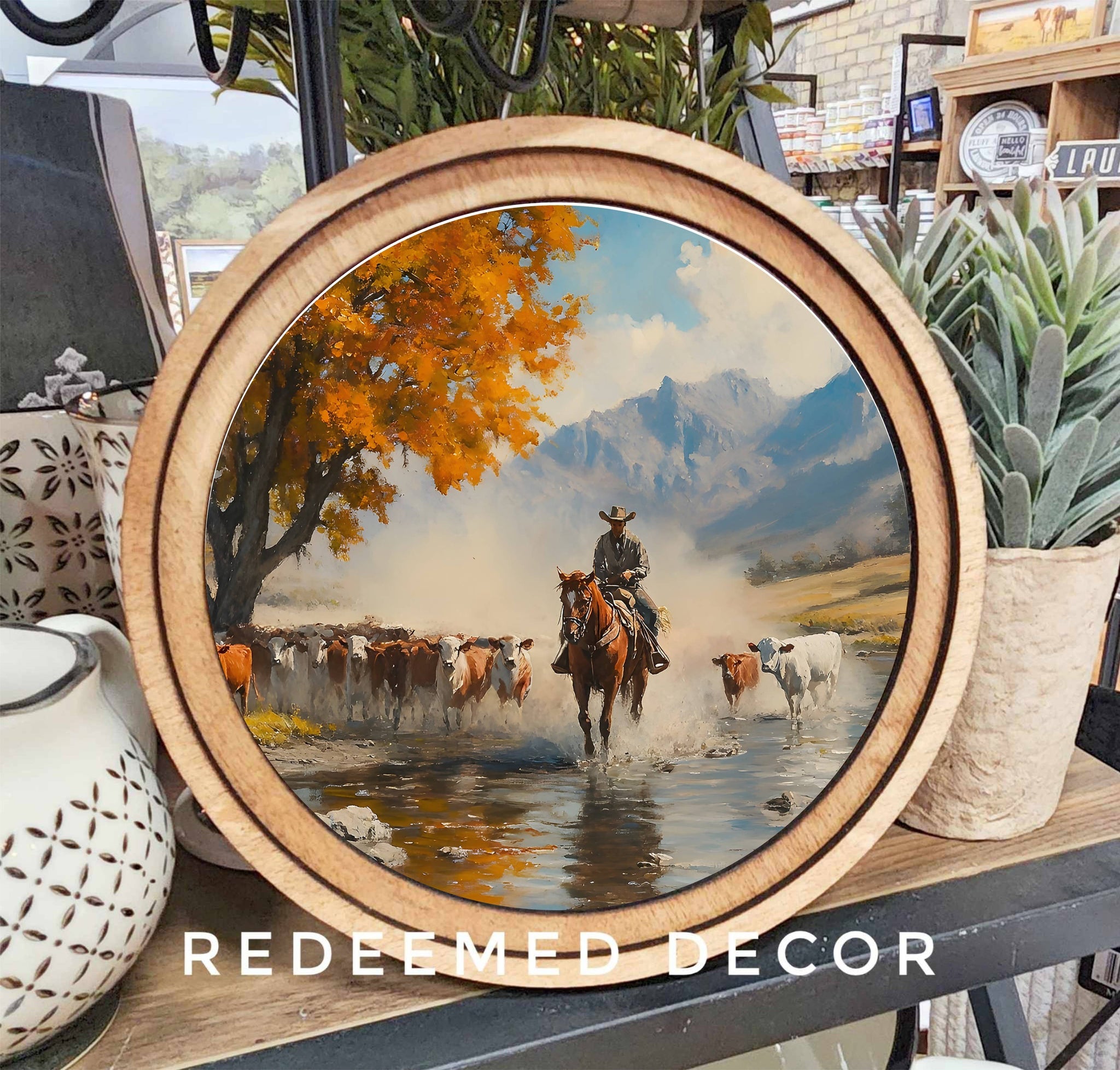 8" Round Cowboy Creek Art