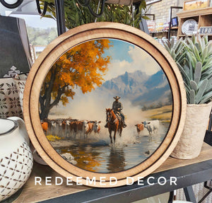 8" Round Cowboy Creek Art