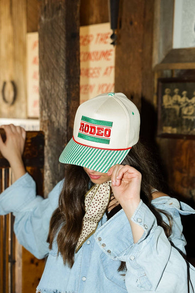Rodeo Embroidered Striped Hat