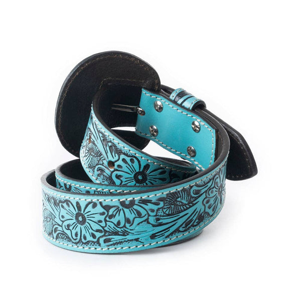 Turquoise Tooled Leather Belt