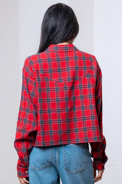 HT28809T-L/S WITH COLLAR WESTERN EMBO PLAID SHIRT