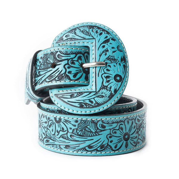 Turquoise Tooled Leather Belt