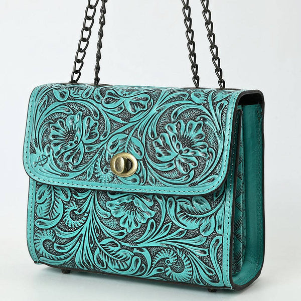Hand-Tooled Leather Small Cross Body Bag