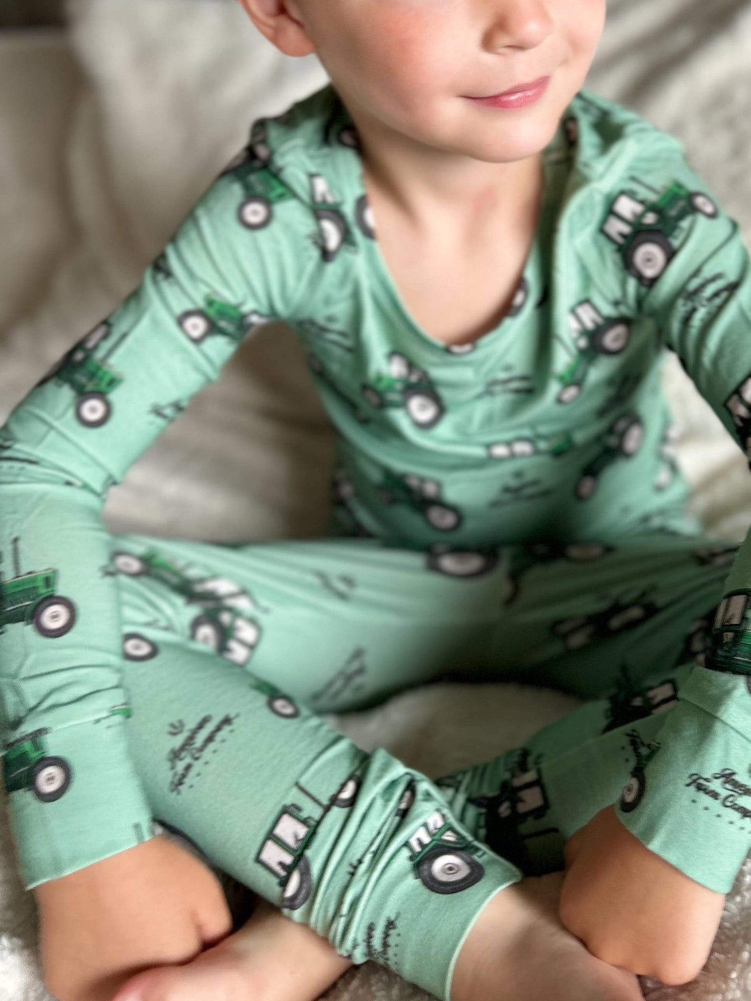 Bamboo Green Tractor Toddler Pajamas