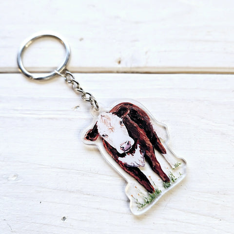 Hereford Red and White Cow Acrylic Keychain
