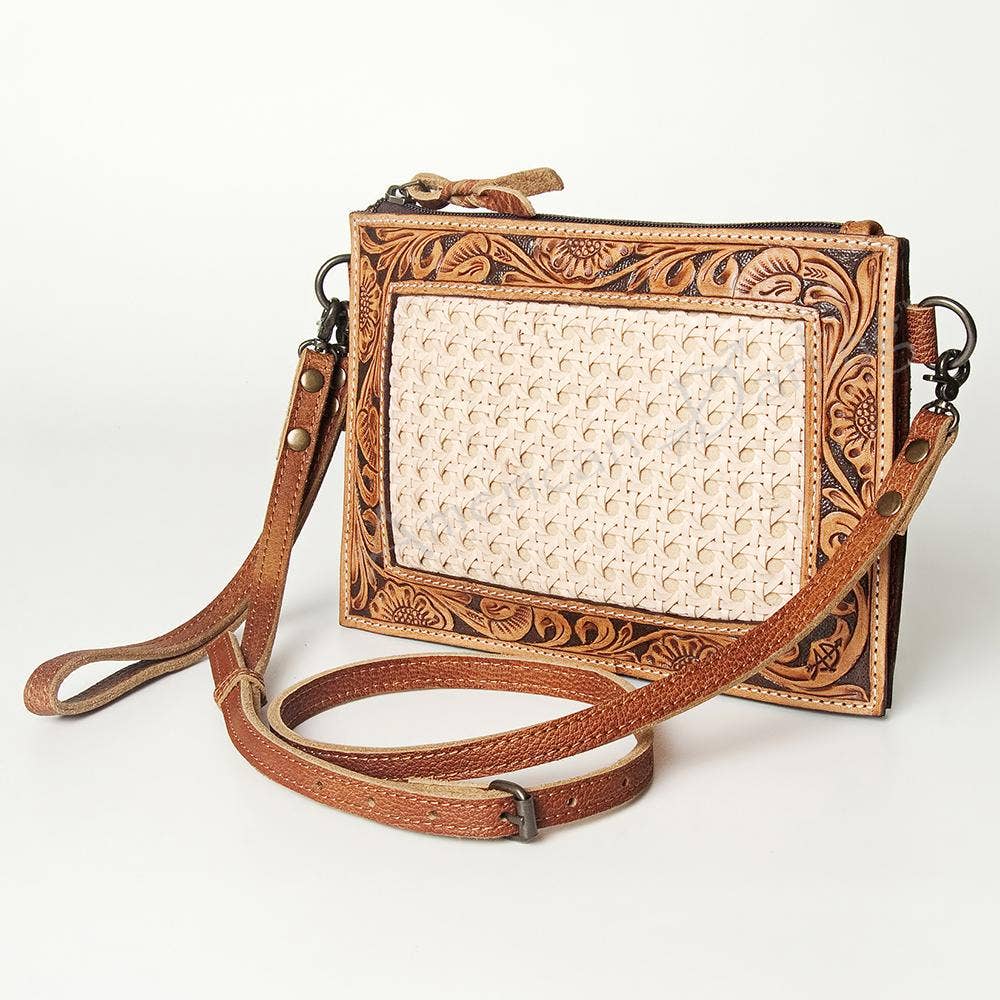 Woven Bag with Tooled Leather