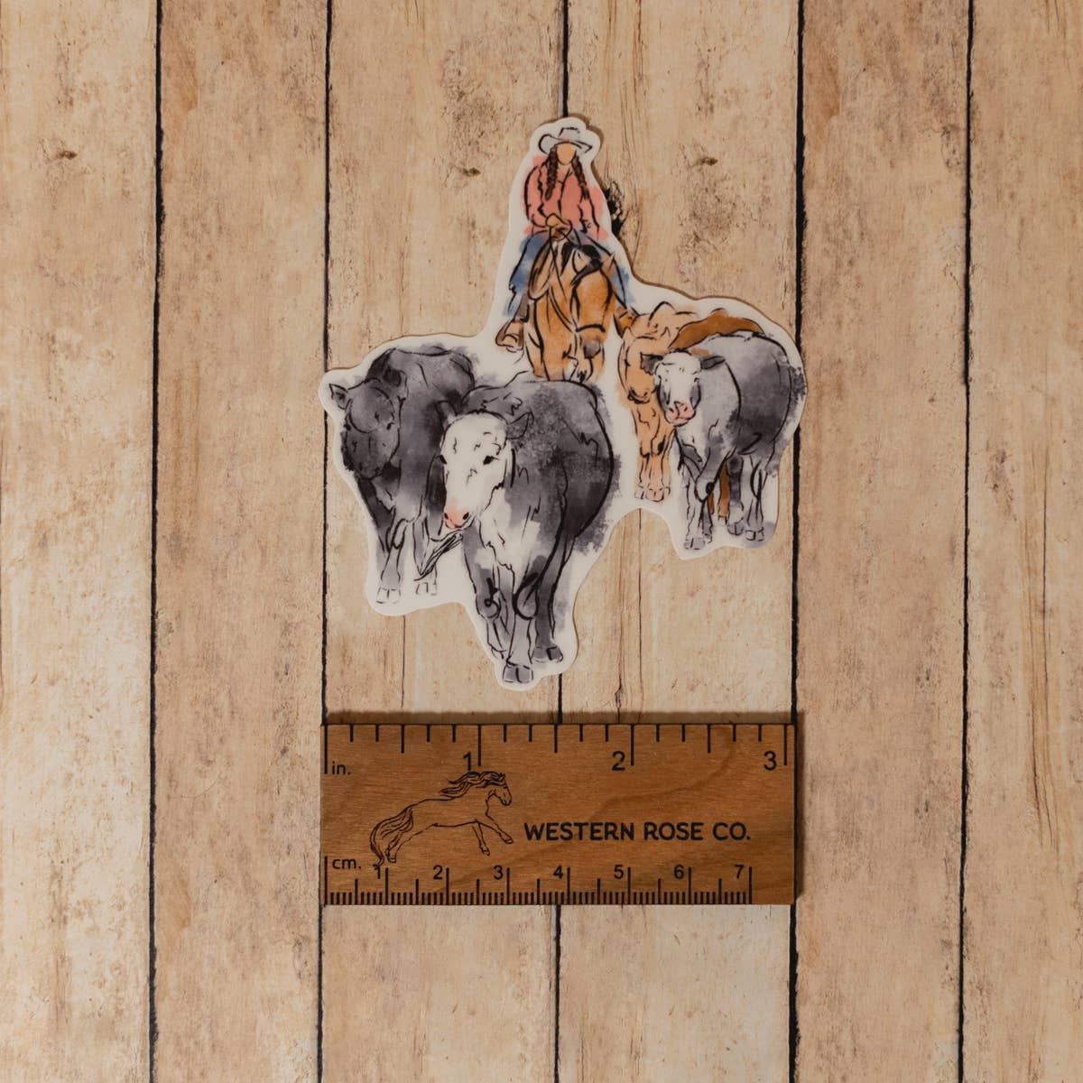 Cowgirl and Cattle Drive Sticker