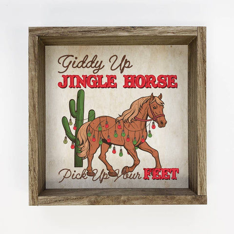 Western Giddy Up Jingle Horse Canvas Art