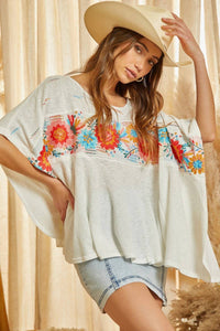 Embroidered Ivory Woven Top