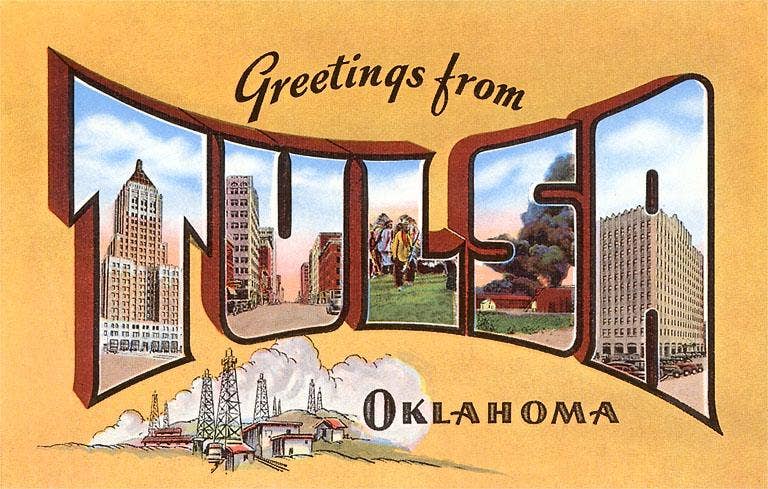 OK-84 Greetings from Tulsa - Vintage Image, Note Card