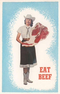 FO-670 Cowgirl: Eat Beef - Vintage Image, Note Card