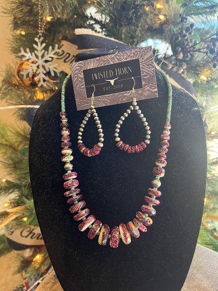 Large Purple Spiny Oyster Graduated Necklace