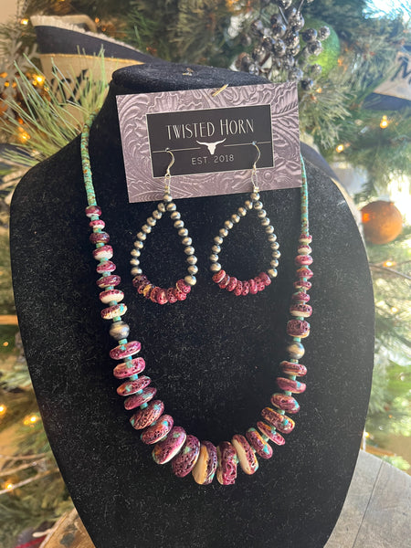 Large Purple Spiny Oyster Graduated Necklace